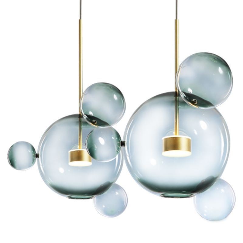 Suspension à bulles de verre, plafonnier dégradé vert