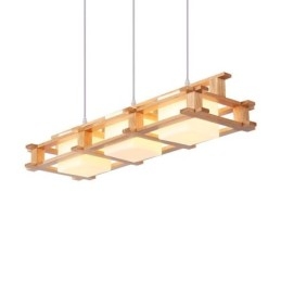 Lampe suspendue créative à 3 lumières en chêne, plafonnier décoratif en bois pour café