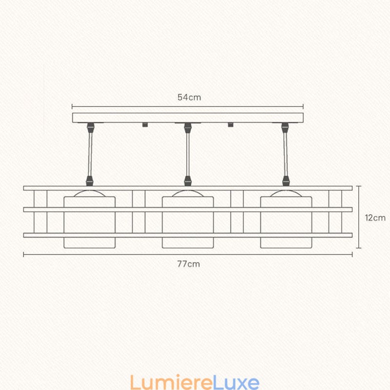 Lampe suspendue créative à 3 lumières en chêne, plafonnier décoratif en bois pour café