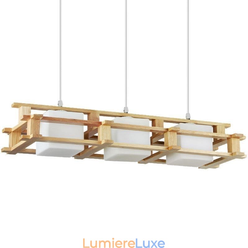 Lampe suspendue créative à 3 lumières en chêne, plafonnier décoratif en bois pour café