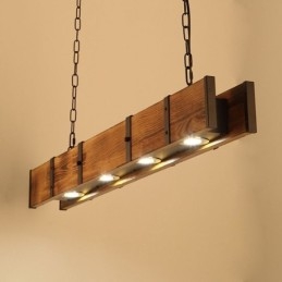Suspension rectangulaire en bois de style industriel pour îlot de cuisine