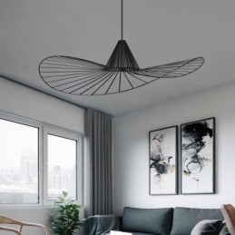 Suspension en fer, lampe simple en forme de chapeau de paille, 1 lumière
