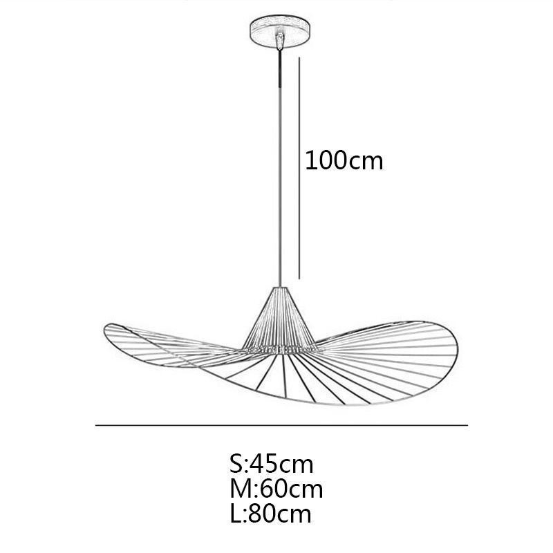 Suspension en fer, lampe simple en forme de chapeau de paille, 1 lumière