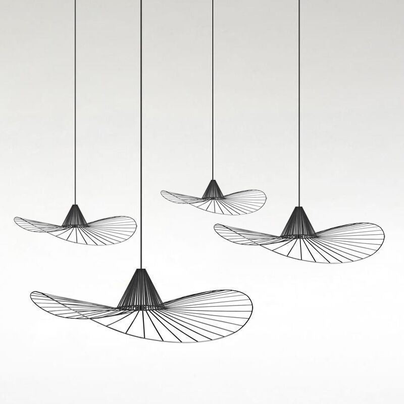 Suspension en fer, lampe simple en forme de chapeau de paille, 1 lumière