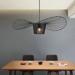 Suspension en fer, lampe chapeau de paille, 1 lumière