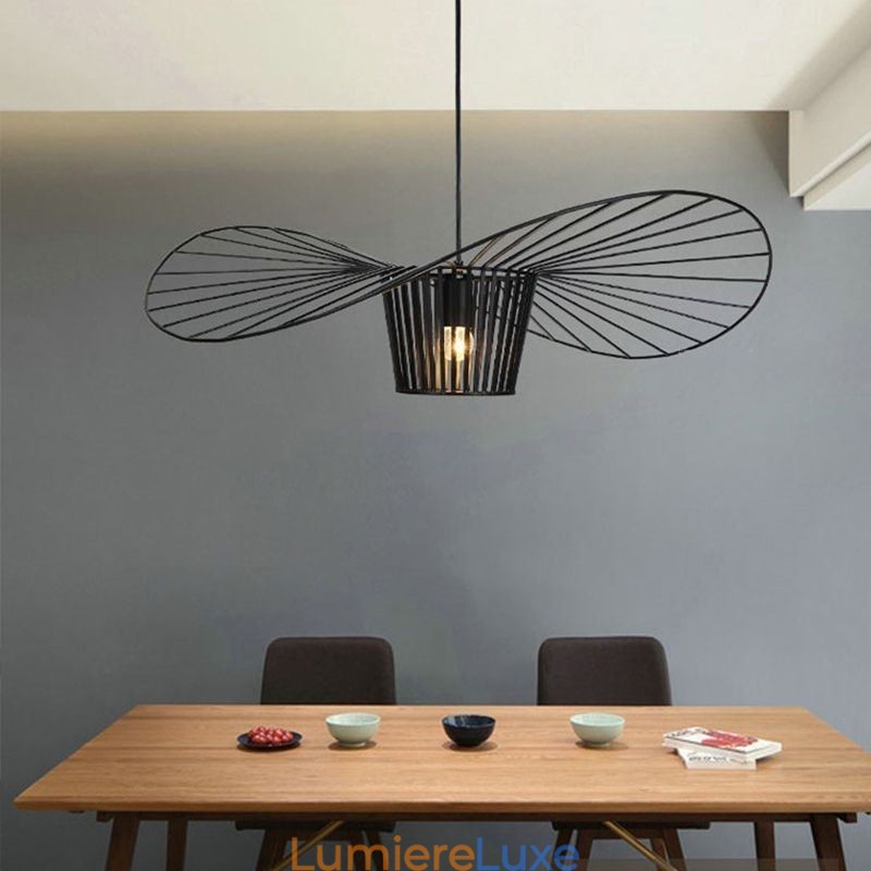 Suspension en fer, lampe chapeau de paille, 1 lumière