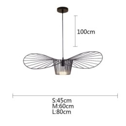 Suspension en fer, lampe chapeau de paille, 1 lumière