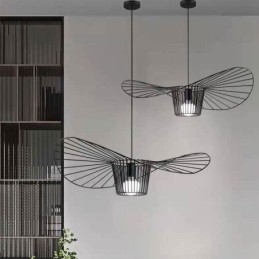 Suspension en fer, lampe chapeau de paille, 1 lumière