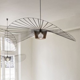 Suspension en fer, lampe chapeau de paille, 1 lumière
