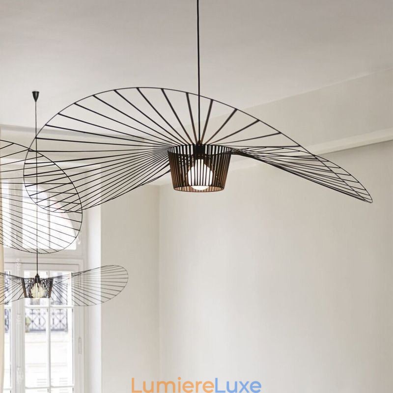 Suspension en fer, lampe chapeau de paille, 1 lumière