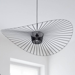 Suspension en fer, lampe chapeau de paille, 1 lumière