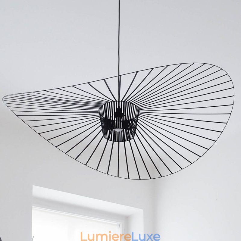 Suspension en fer, lampe chapeau de paille, 1 lumière