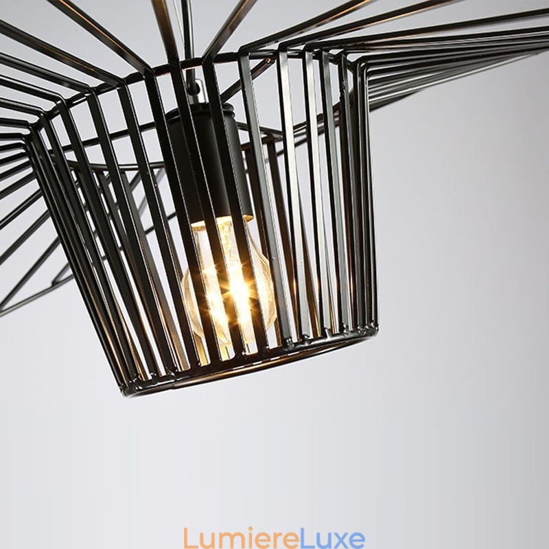 Suspension en fer, lampe chapeau de paille, 1 lumière