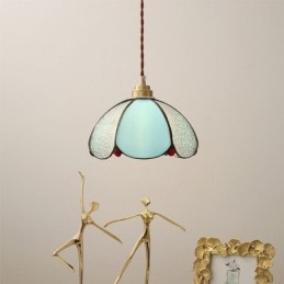 Suspension minimaliste en verre à pétales, lampe suspendue en verre à tête unique