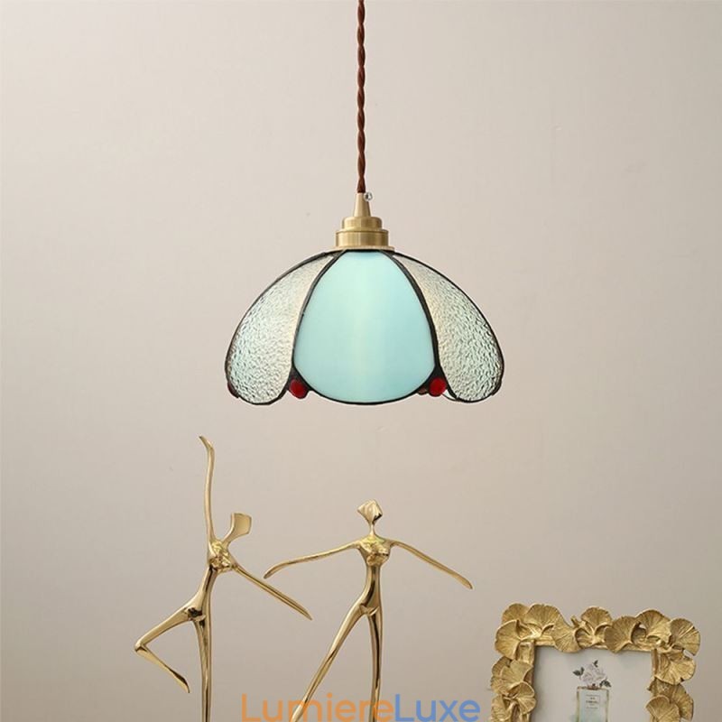 Suspension minimaliste en verre à pétales, lampe suspendue en verre à tête unique