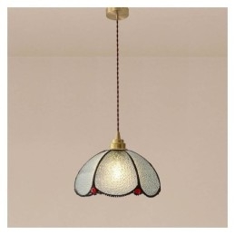Suspension minimaliste en verre à pétales, lampe suspendue en verre à tête unique