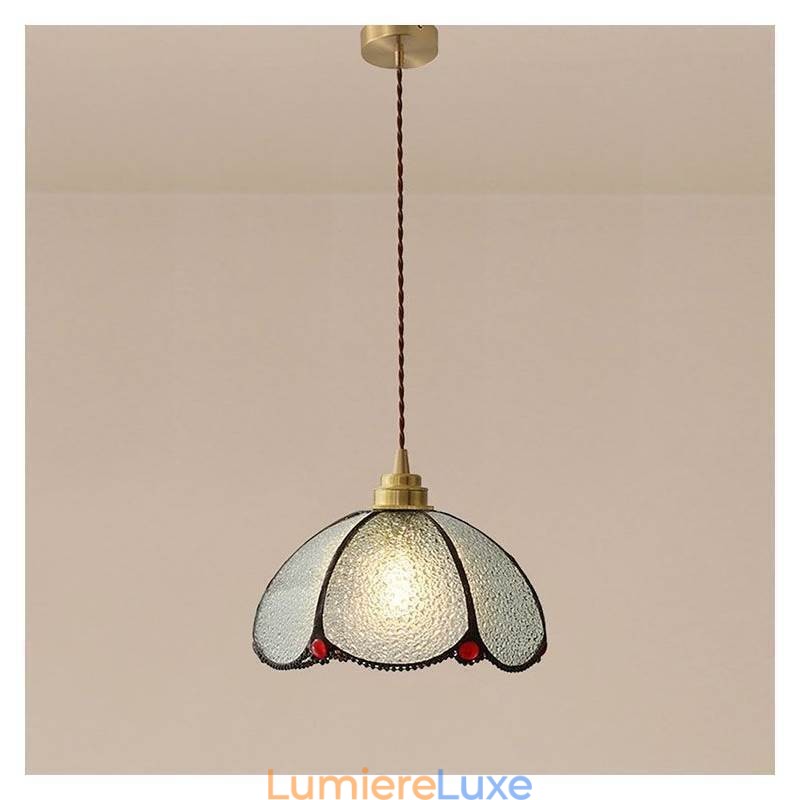 Suspension minimaliste en verre à pétales, lampe suspendue en verre à tête unique
