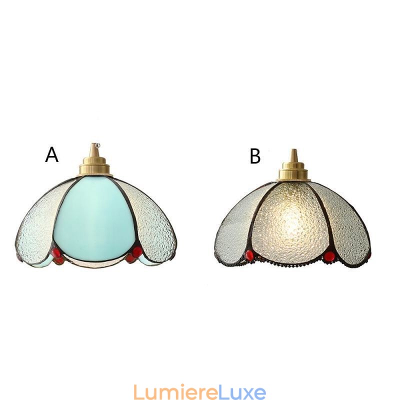 Suspension minimaliste en verre à pétales, lampe suspendue en verre à tête unique