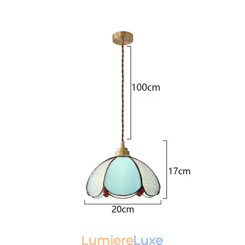 Suspension minimaliste en verre à pétales, lampe suspendue en verre à tête unique