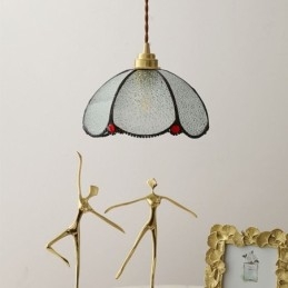 Suspension minimaliste en verre à pétales, lampe suspendue en verre à tête unique
