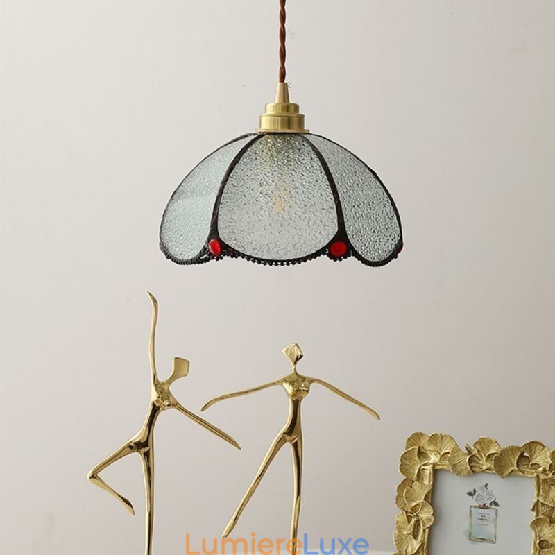 Suspension minimaliste en verre à pétales, lampe suspendue en verre à tête unique