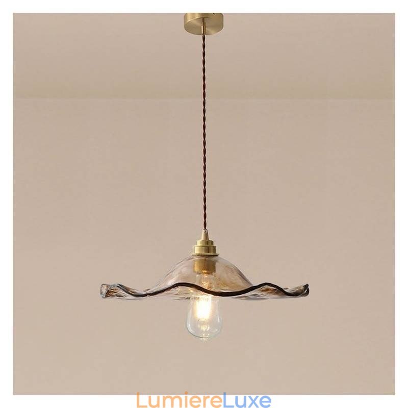 Suspension en verre feuille de lotus, luminaire décoratif créatif