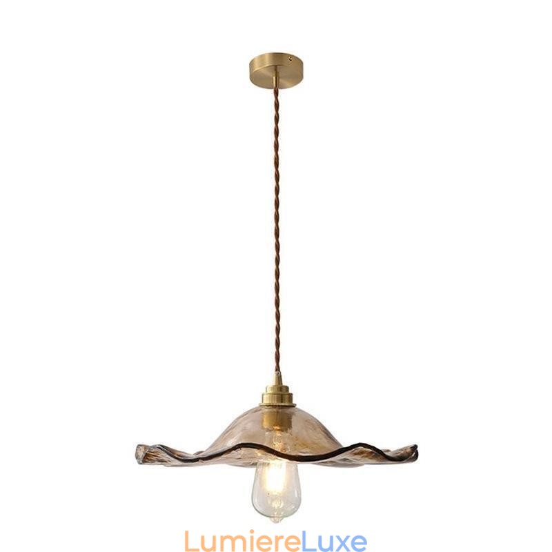 Suspension en verre feuille de lotus, luminaire décoratif créatif