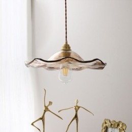 Suspension en verre feuille de lotus, luminaire décoratif créatif