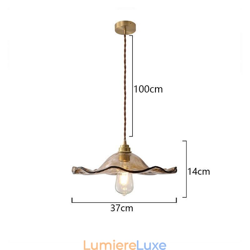 Suspension en verre feuille de lotus, luminaire décoratif créatif