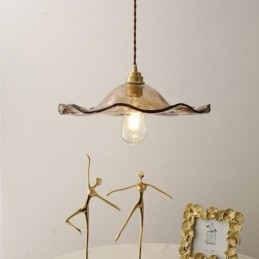 Suspension en verre feuille de lotus, luminaire décoratif créatif