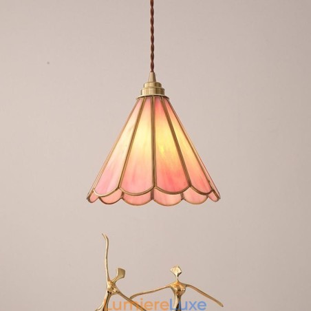 Suspension en verre de style japonais, luminaire rétro à pétales Suspension en verre de style japonais, luminaire rétro à pétales