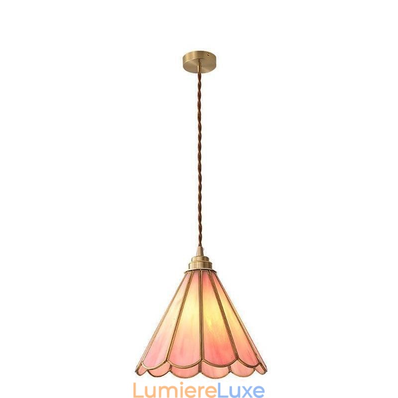 Suspension en verre de style japonais, luminaire rétro à pétales