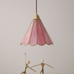 Suspension en verre de style japonais, luminaire rétro à pétales