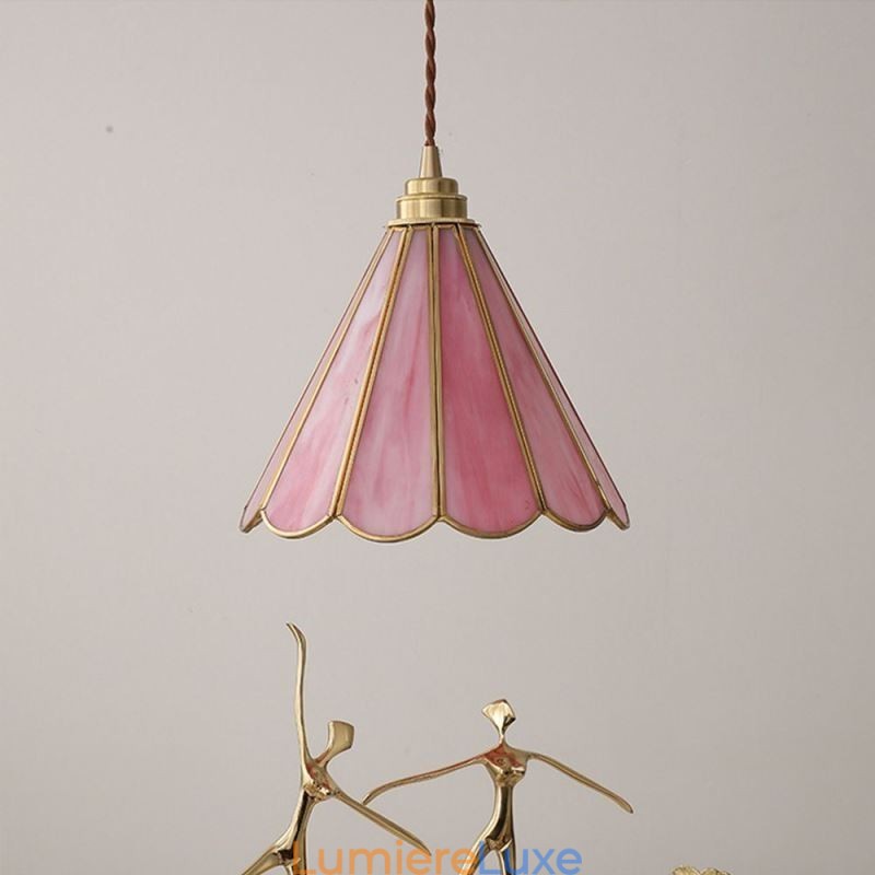 Suspension en verre de style japonais, luminaire rétro à pétales
