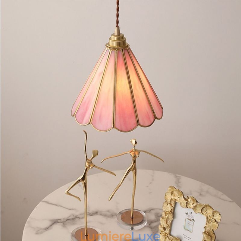 Suspension en verre de style japonais, luminaire rétro à pétales