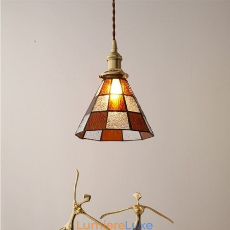 Lampe suspendue rétro en verre à treillis, style japonais Lampe suspendue rétro en verre à treillis, style japonais