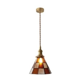 Lampe suspendue rétro en verre à treillis, style japonais