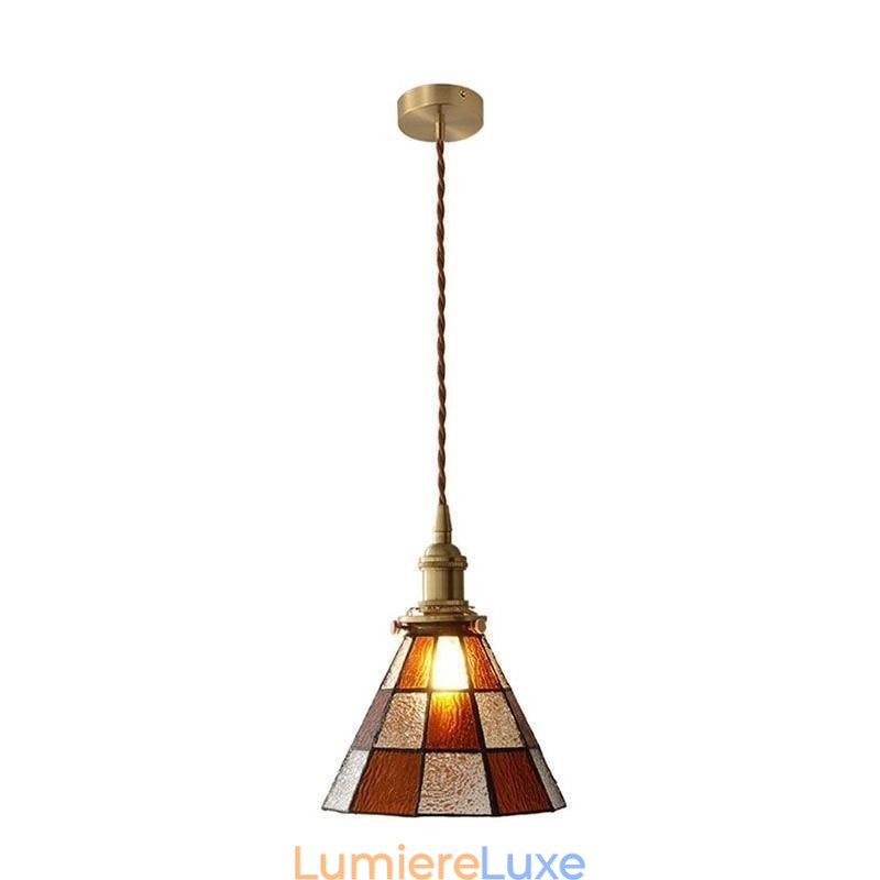 Lampe suspendue rétro en verre à treillis, style japonais