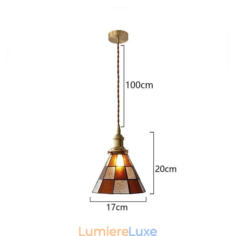Lampe suspendue rétro en verre à treillis, style japonais