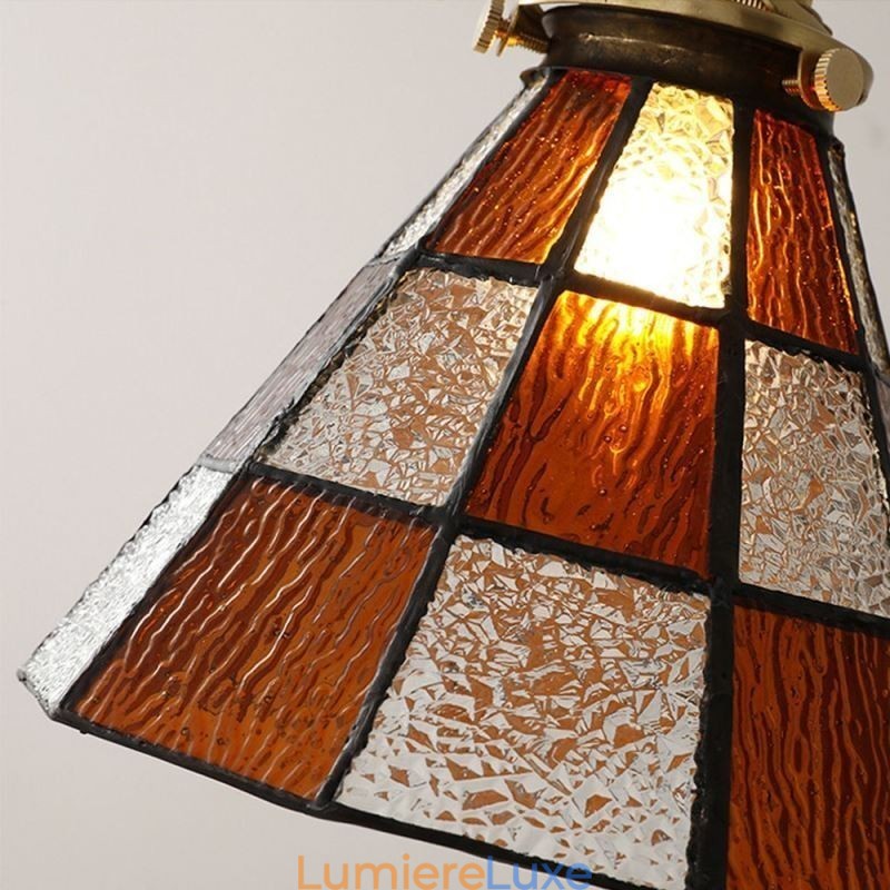 Lampe suspendue rétro en verre à treillis, style japonais