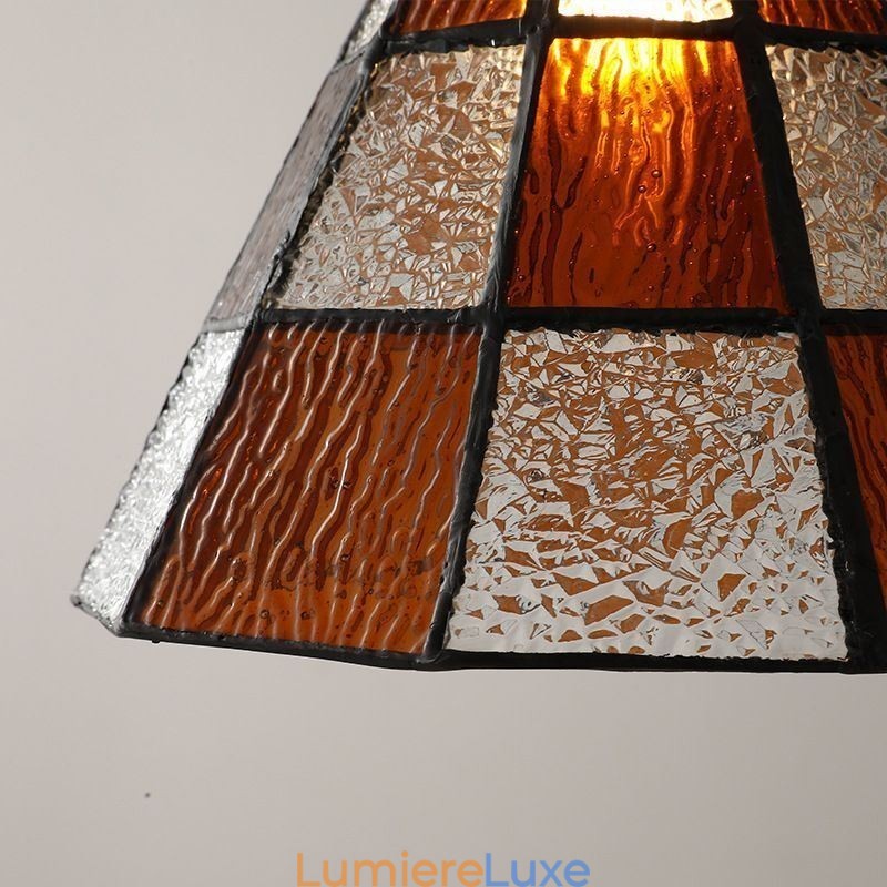 Lampe suspendue rétro en verre à treillis, style japonais
