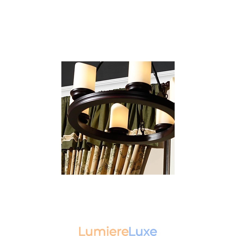 Lustre vintage 6 lumières en acier et verre