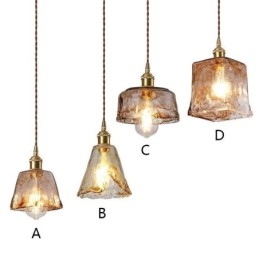 Mini suspension en verre unique de style japonais, couleur ambre, éclairage décoratif