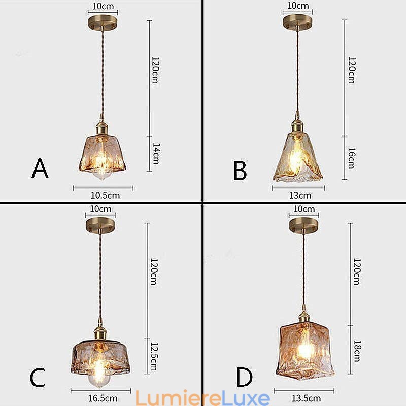 Mini suspension en verre unique de style japonais, couleur ambre, éclairage décoratif