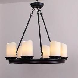 Lustre vintage 6 lumières en acier et verre