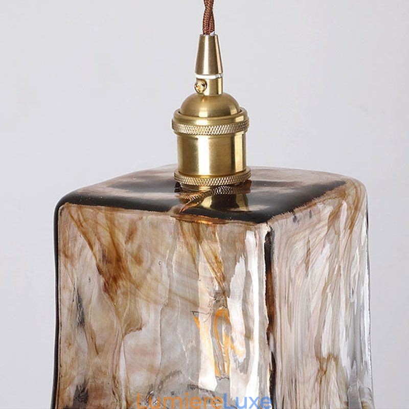 Mini suspension en verre unique de style japonais, couleur ambre, éclairage décoratif