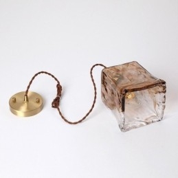Mini suspension en verre unique de style japonais, couleur ambre, éclairage décoratif