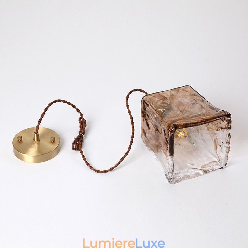 Mini suspension en verre unique de style japonais, couleur ambre, éclairage décoratif