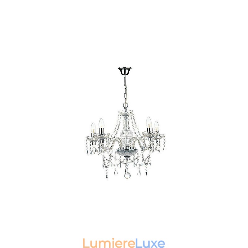 Lustre traditionnel classique en cristal et métal chromé