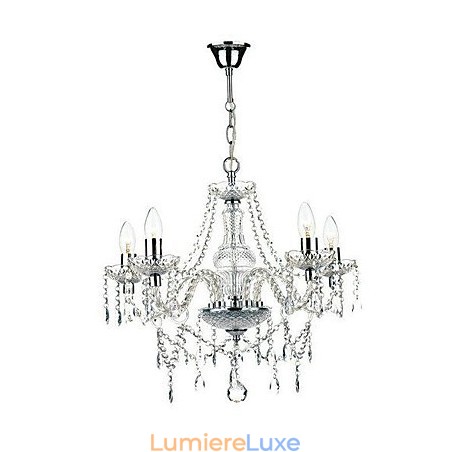 Lustre traditionnel classique en cristal et métal chromé Lustre traditionnel classique en cristal et métal chromé